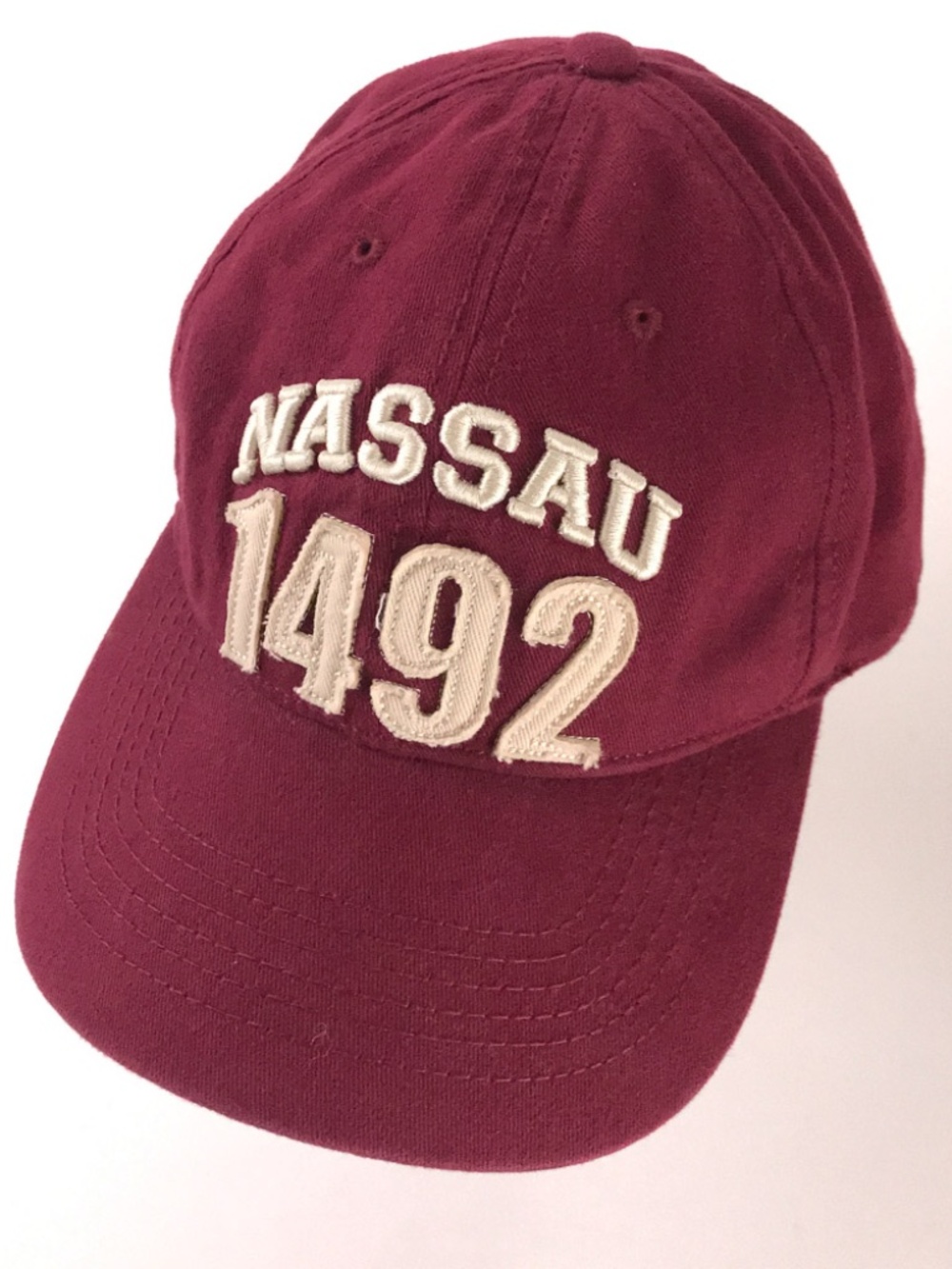 NASSAU 1492 Bahamas quality red cotton dad hat bold lettering